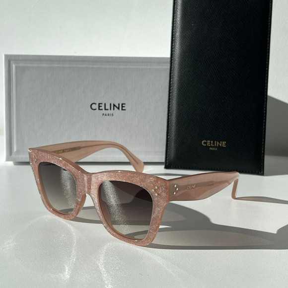 NEW Celine CL4004IN Cat Eye Sunglasses in Pink Glitter - Picture 1 of 6